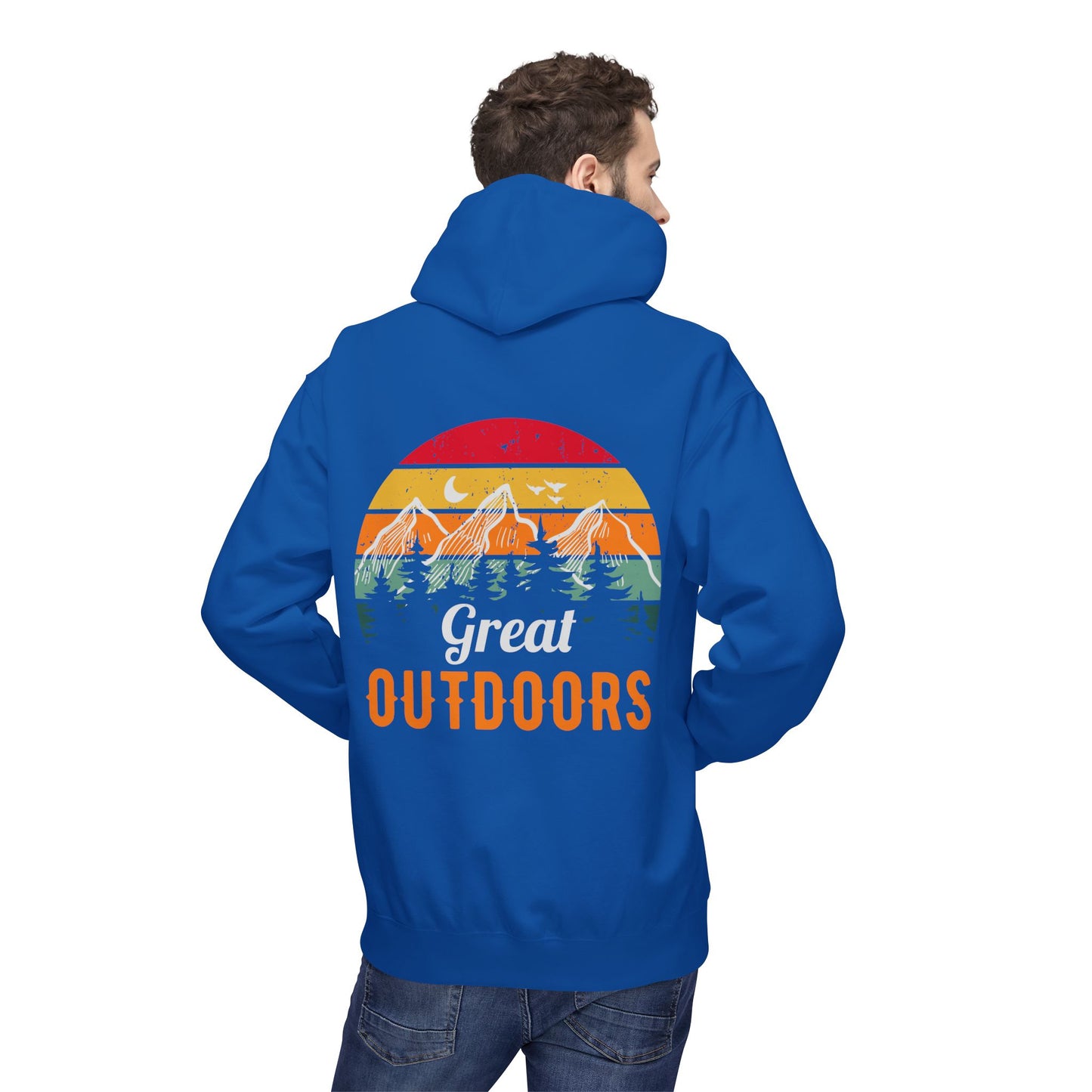 Outdoors Hoodie — Great Outdoors Vintage Mountain & Trees Pullover