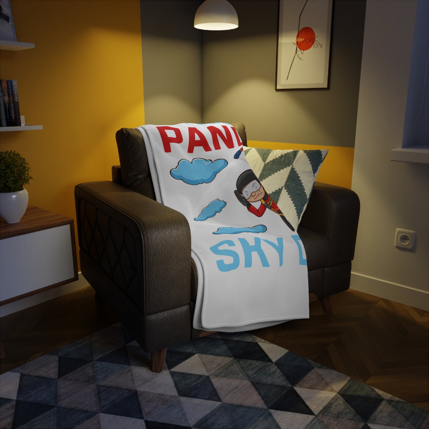 Sky Diving Pandas Plush Fleece Blanket