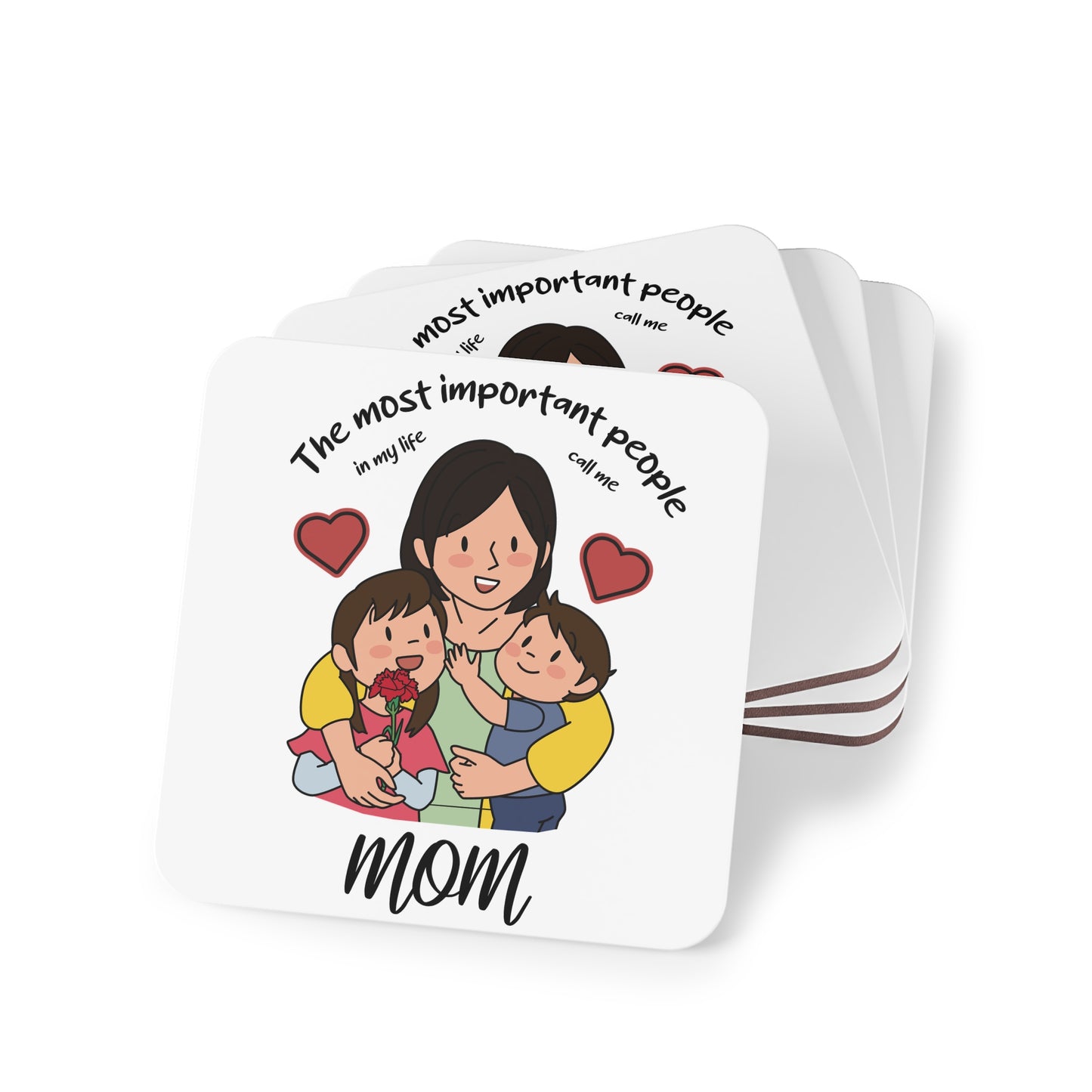 Mom & Kids Coaster – “The Most Important People in My Life” Cork Drink Coaster | Mother’s Day Gift