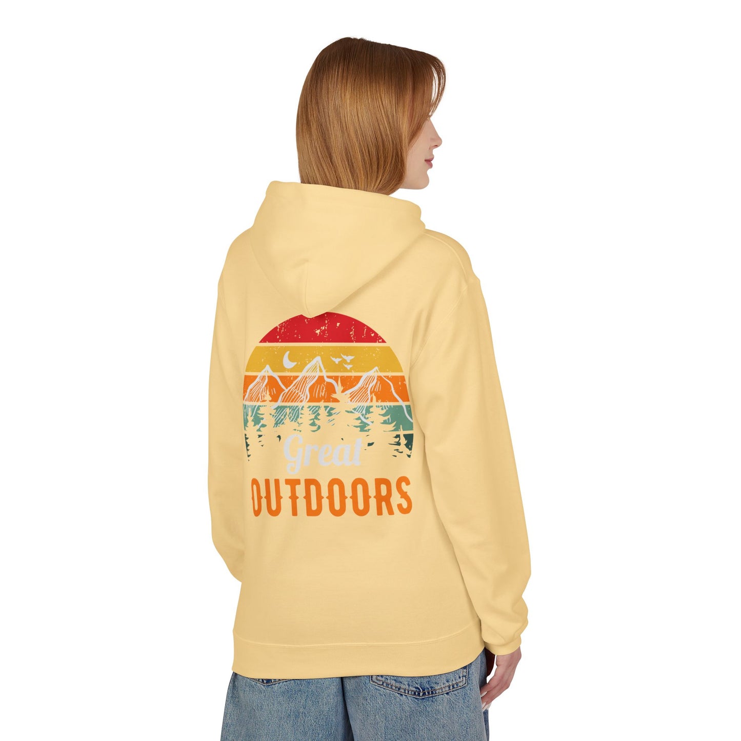 Outdoors Hoodie — Great Outdoors Vintage Mountain & Trees Pullover