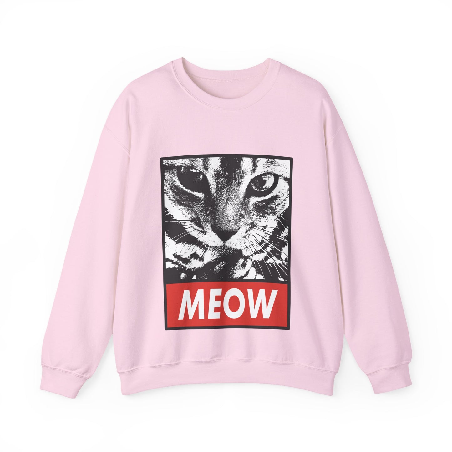 Cat Meow Crewneck Sweatshirt – Retro Graphic Cat Face