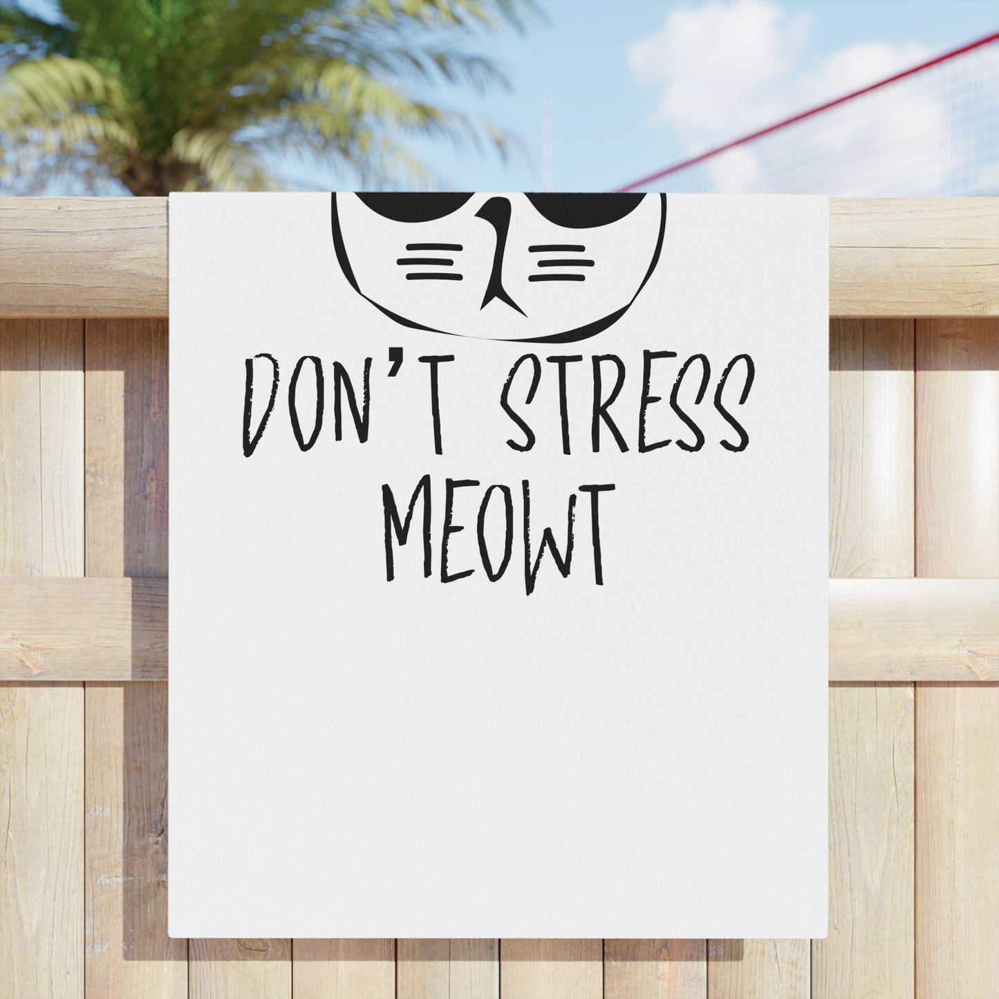 Don't Stress Meowt Cat Beach Towel — Funny Sunglasses Kitty Summer Towel