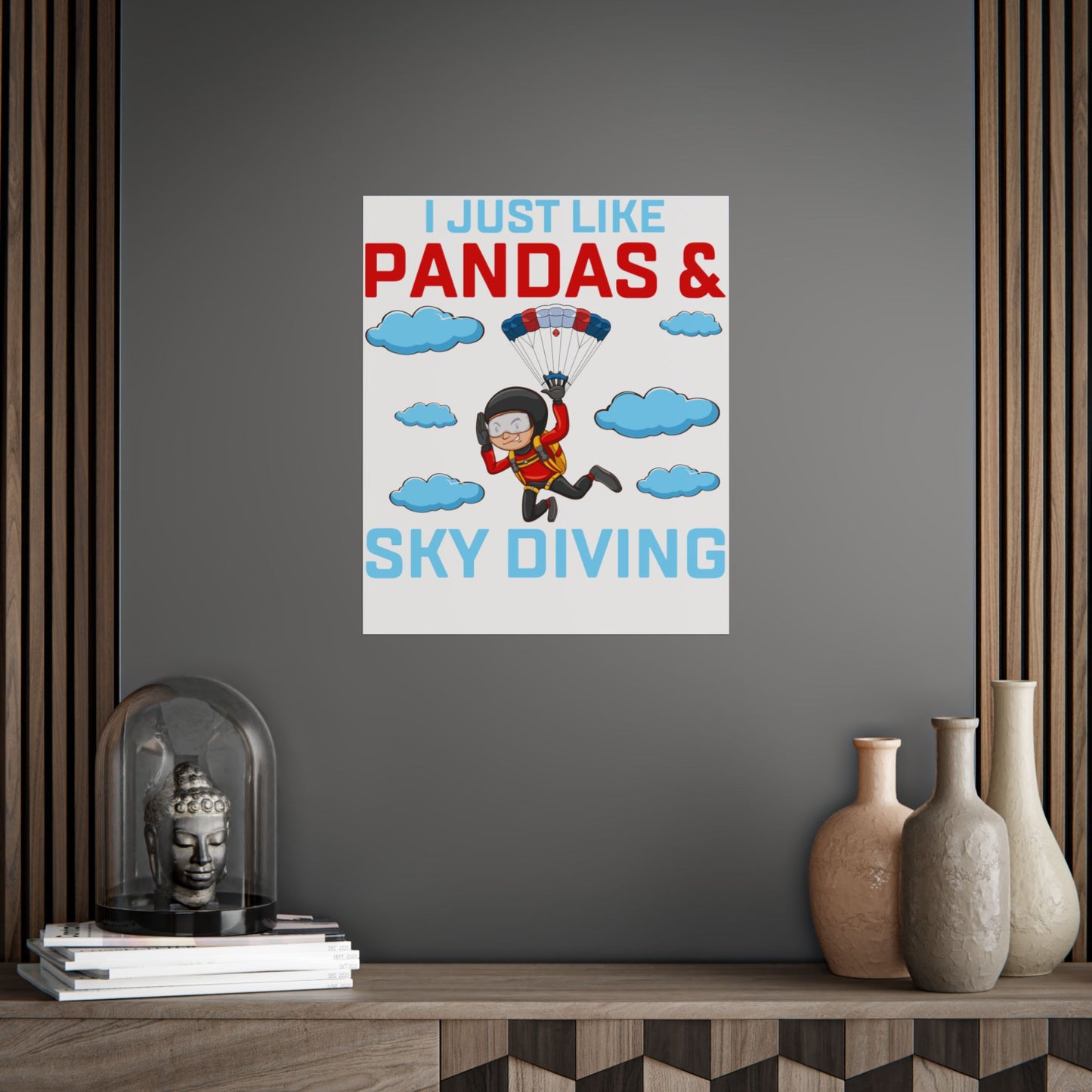 Playful Panda Sky Diving Unframed Poster