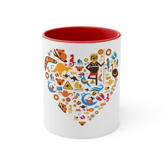 Colorful Heart Design Mug - Whimsical Coffee Cup