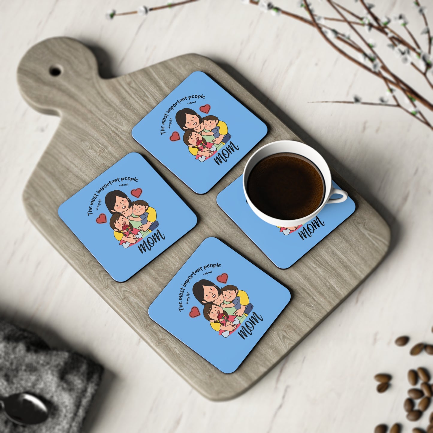 Mama & Kids Illustration Coaster — "The Most Important People" Mom Drink Coaster