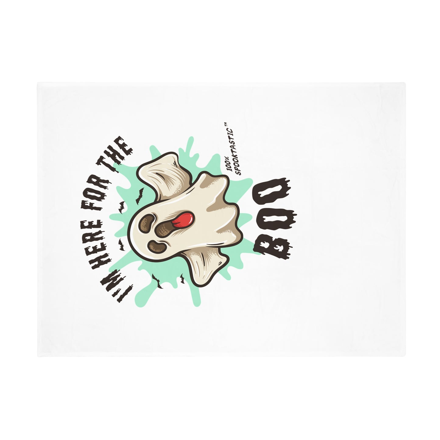 Halloween Plush Fleece Blanket - "I'm Here For The Boo" Cute Ghost Throw