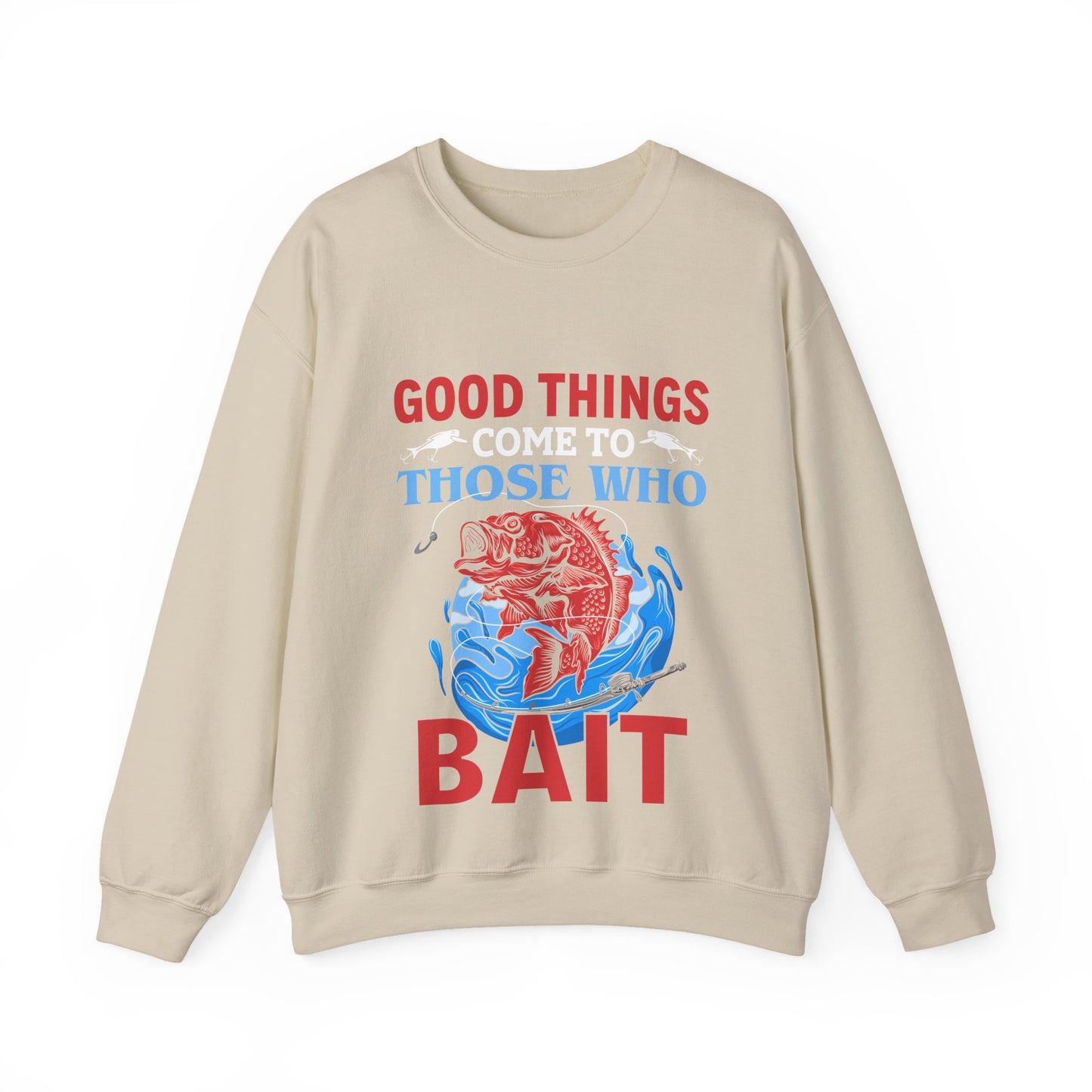 Fishing Enthusiast Crewneck Sweatshirt - Good Things for Bait Lovers