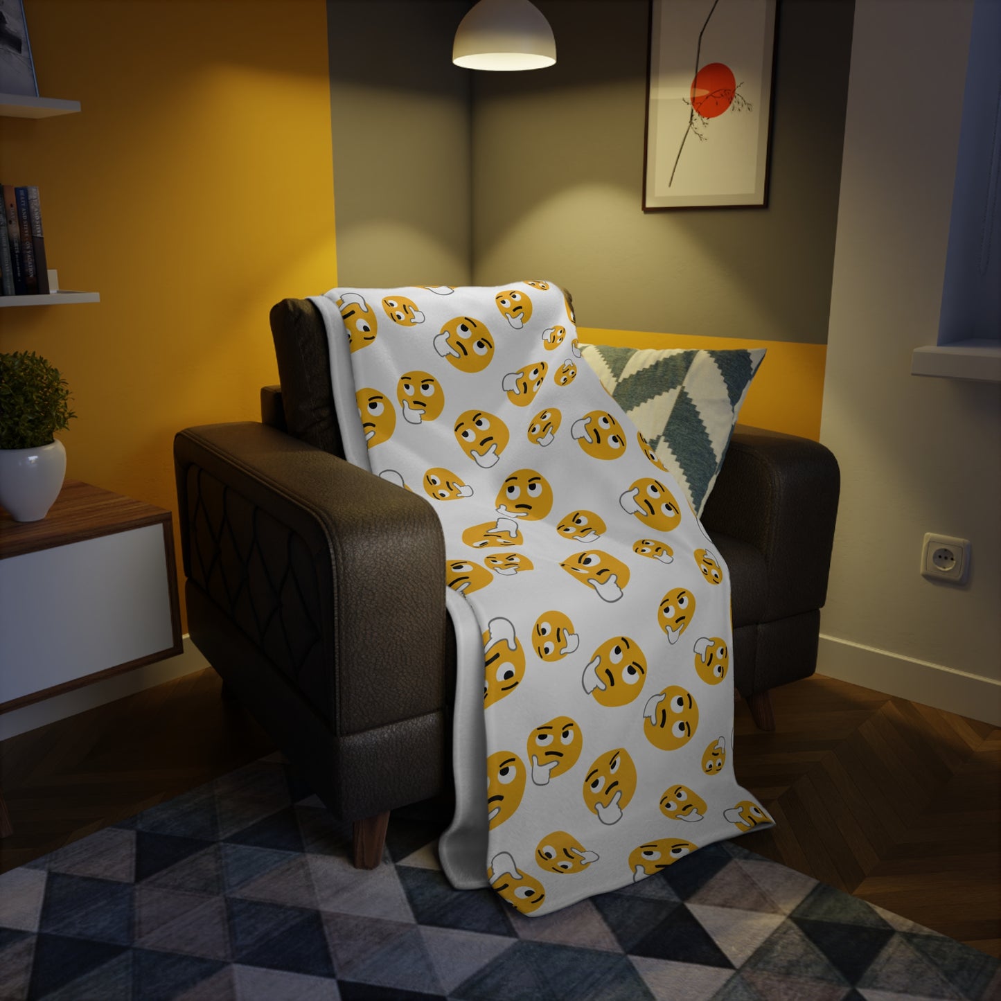 Meow Cat Photo Plush Fleece Blanket — Retro Red Graphic Pattern for Cat Lovers