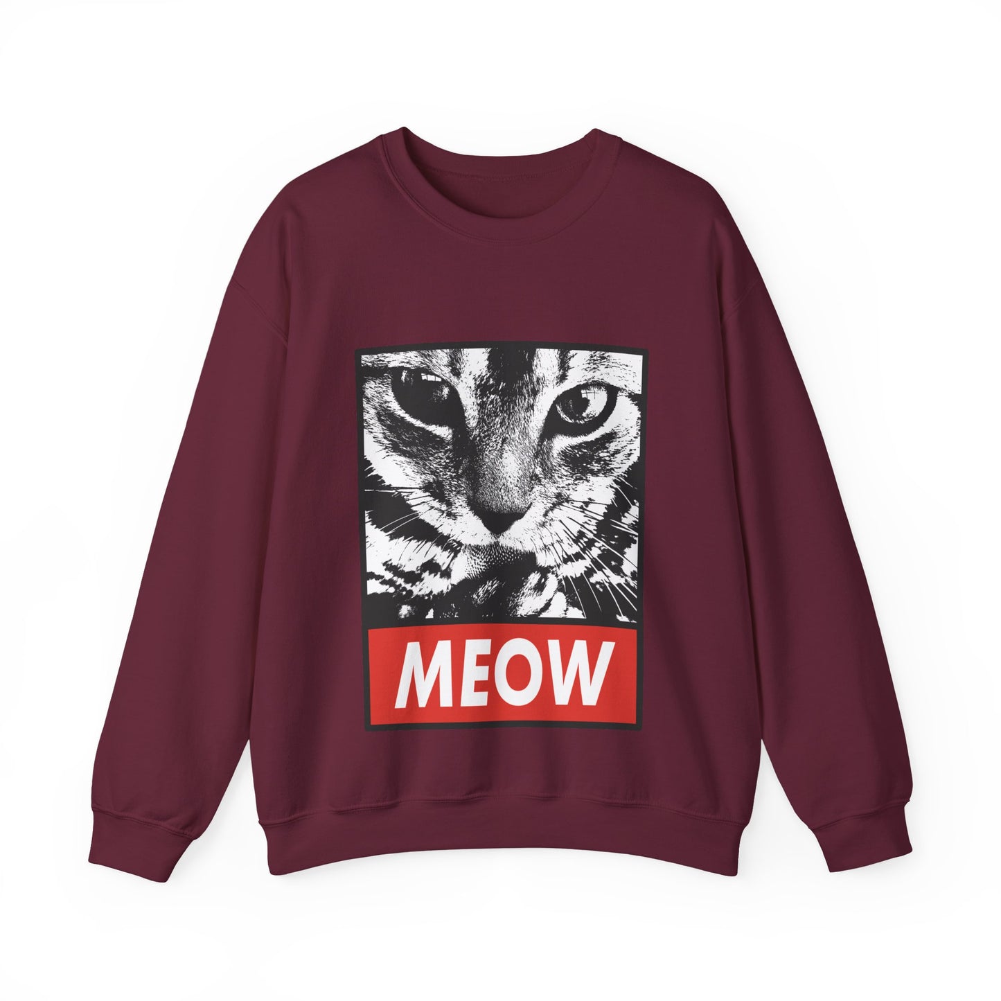 Cat Meow Crewneck Sweatshirt – Retro Graphic Cat Face