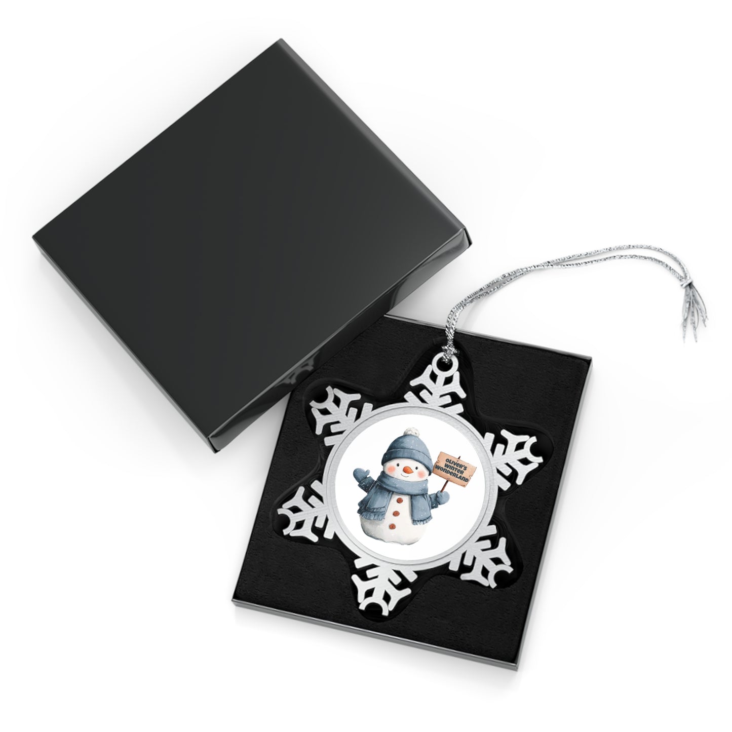 Pewter Snowflake Ornament — Cute Snowman Holiday Tree Decoration