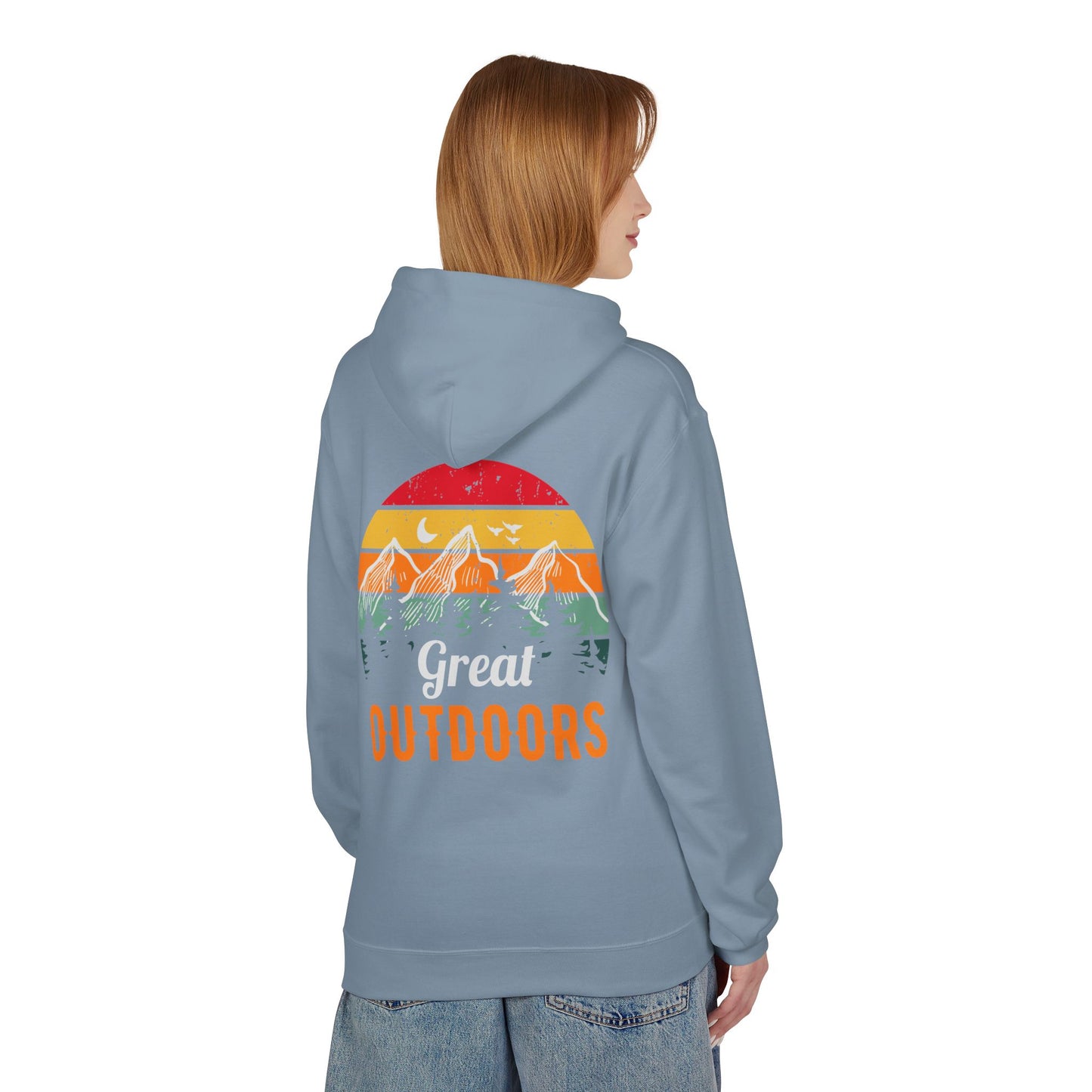 Outdoors Hoodie — Great Outdoors Vintage Mountain & Trees Pullover