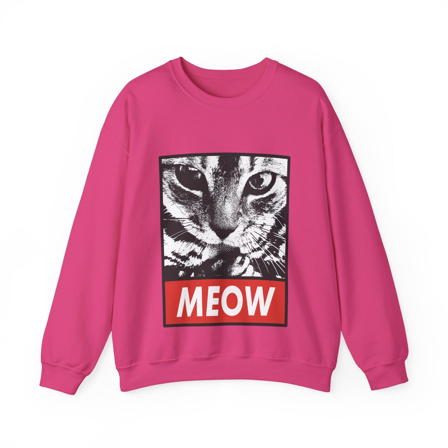 Cat Meow Crewneck Sweatshirt – Retro Graphic Cat Face
