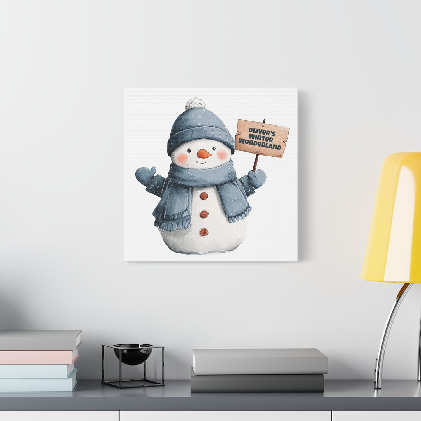 Snowman Canvas Wall Art — "Oliver's Winter Wonderland" Personalized Holiday Decor