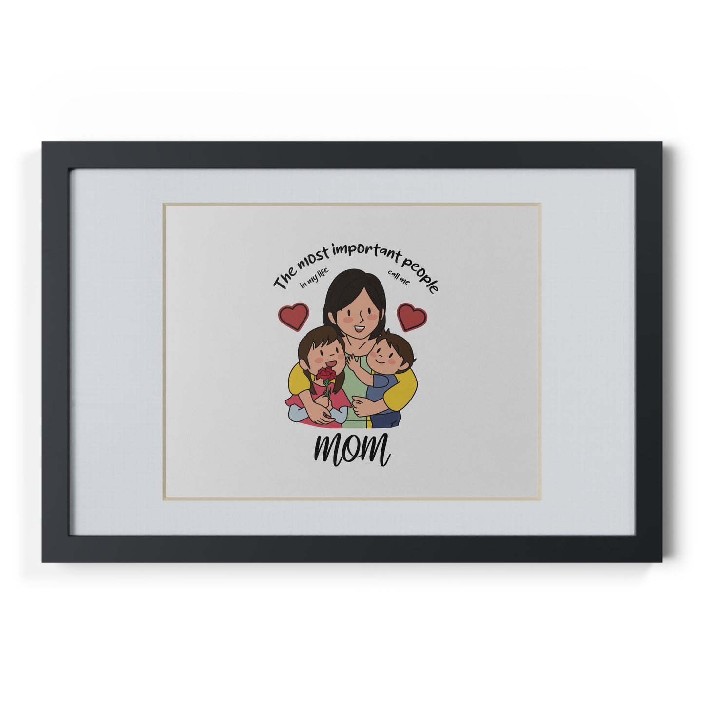 Framed Mom Poster — "The most important people" Family Illustration (Black Frame)