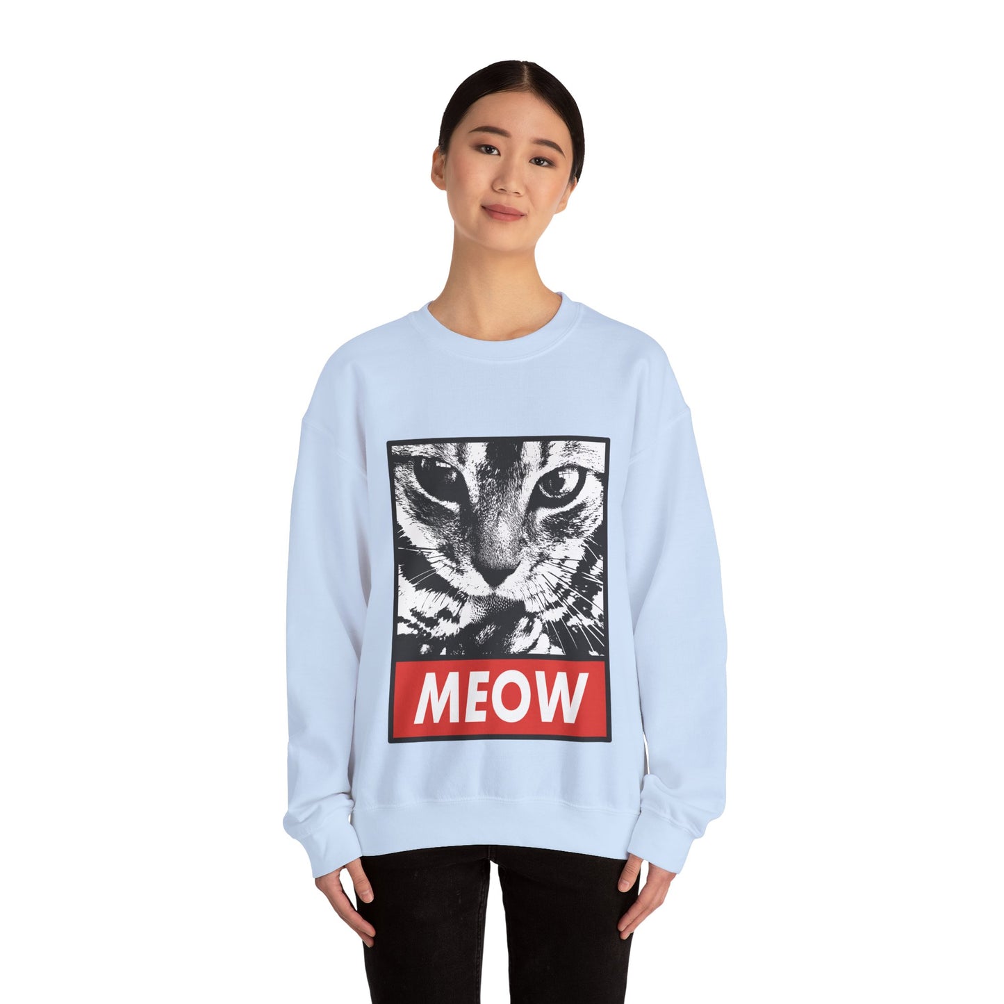 Cat Meow Crewneck Sweatshirt – Retro Graphic Cat Face