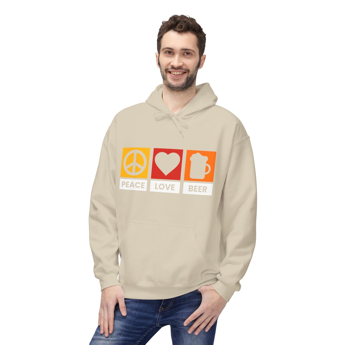 Peace Love Beer Hoodie — Peace, Heart & Beer Icon Pullover