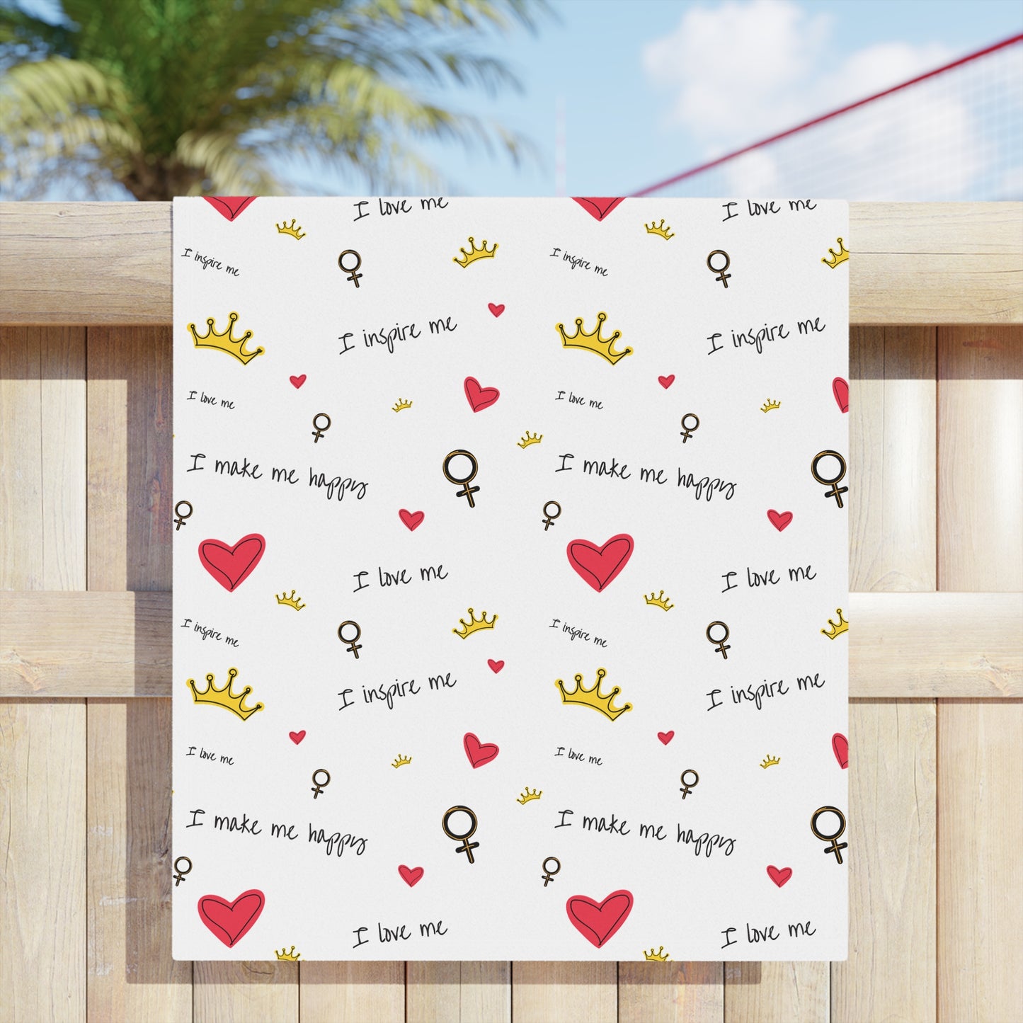 I Inspire Me Heart & Crown Beach Towel