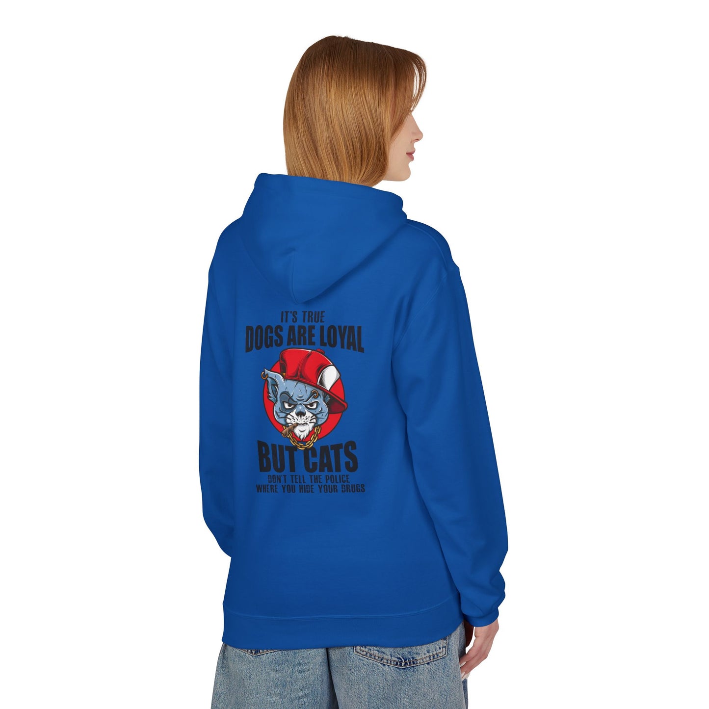 Hoodie — "Dogs Are Loyal But Cats Don’t Tell the Police" Graphic Cat Lover Pullover