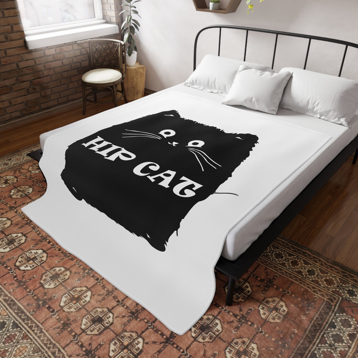 Hip Cat Plush Fleece Blanket - Cozy Cat Lover Gift