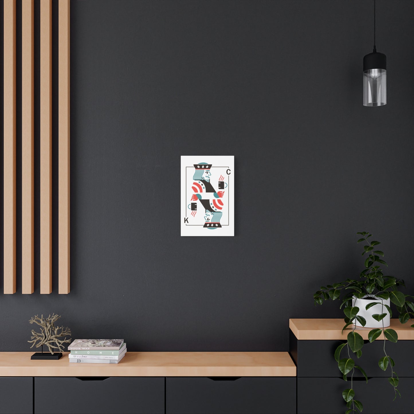 Coffee King Canvas Art — Modern Playing Card Wall Print