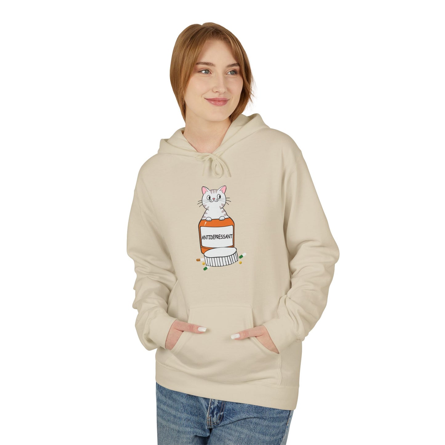 Cute Bunny in Medicine Bottle Hoodie — 'Anti Hiss' Graphic Pullover