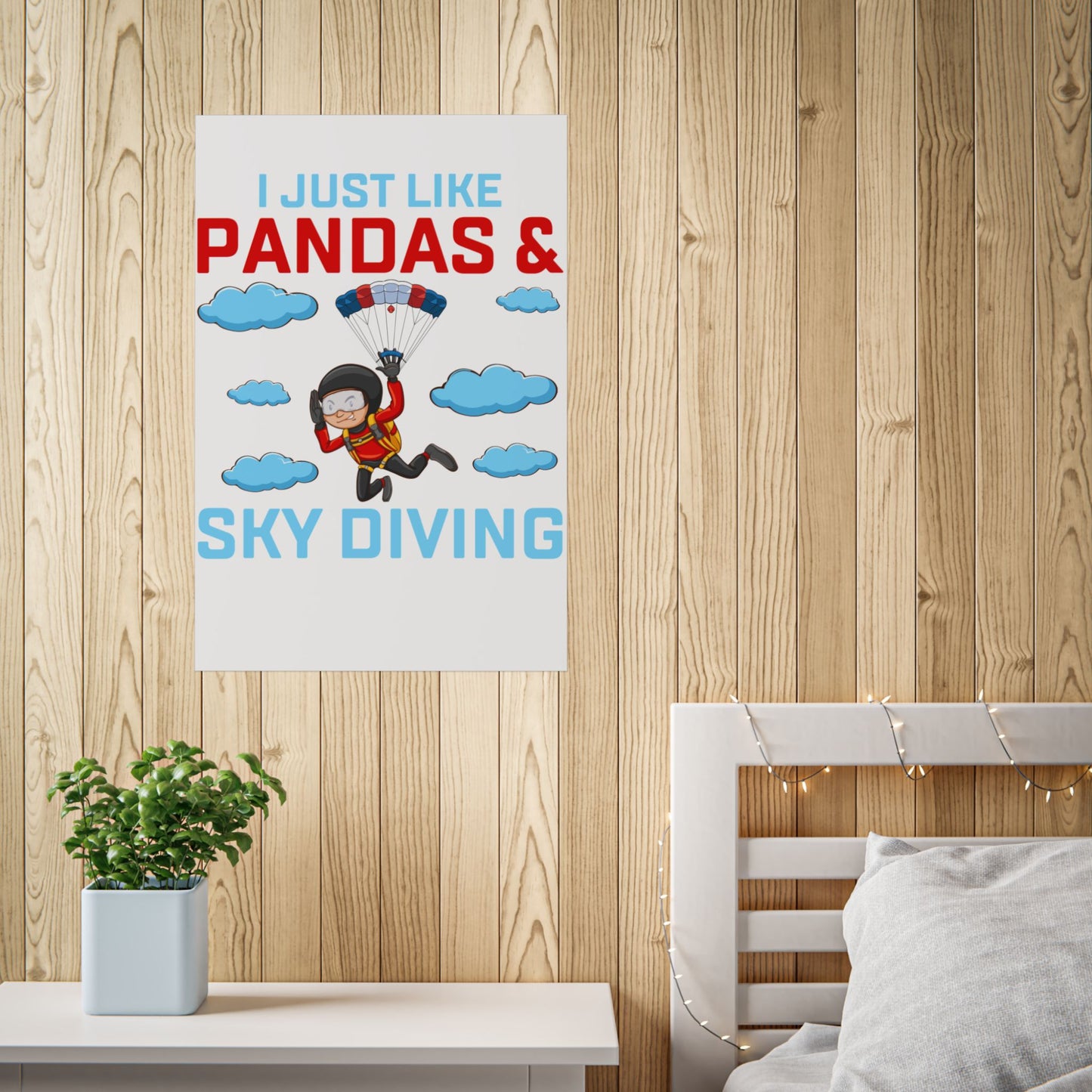 Playful Panda Sky Diving Unframed Poster