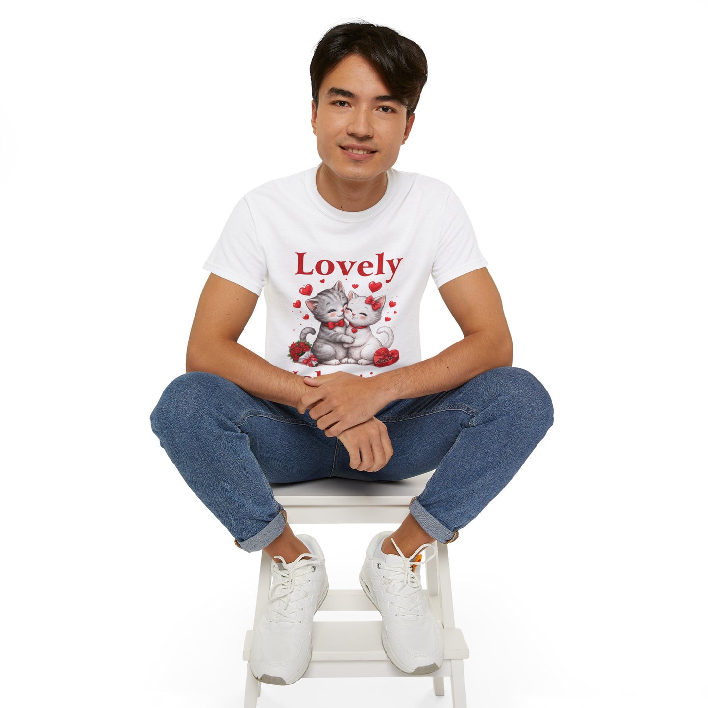 Valentine Kitty Tee - "Lovely Valentine" Cute Cat Couple Valentine's Day T-Shirt
