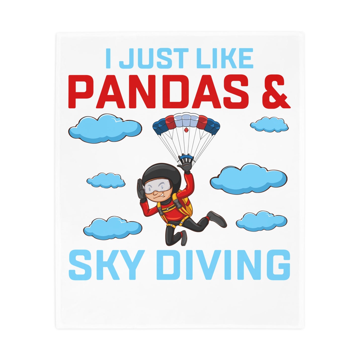 Sky Diving Pandas Plush Fleece Blanket