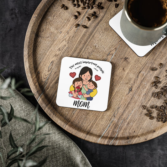 Mom & Kids Coaster – “The Most Important People in My Life” Cork Drink Coaster | Mother’s Day Gift