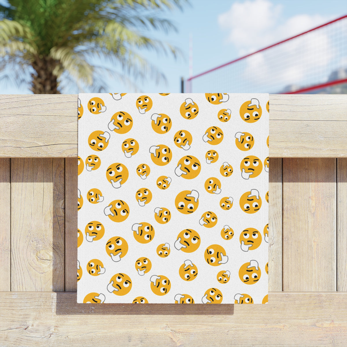 Emoji Face Beach Towel — Fun Smiley Pattern Summer Towel