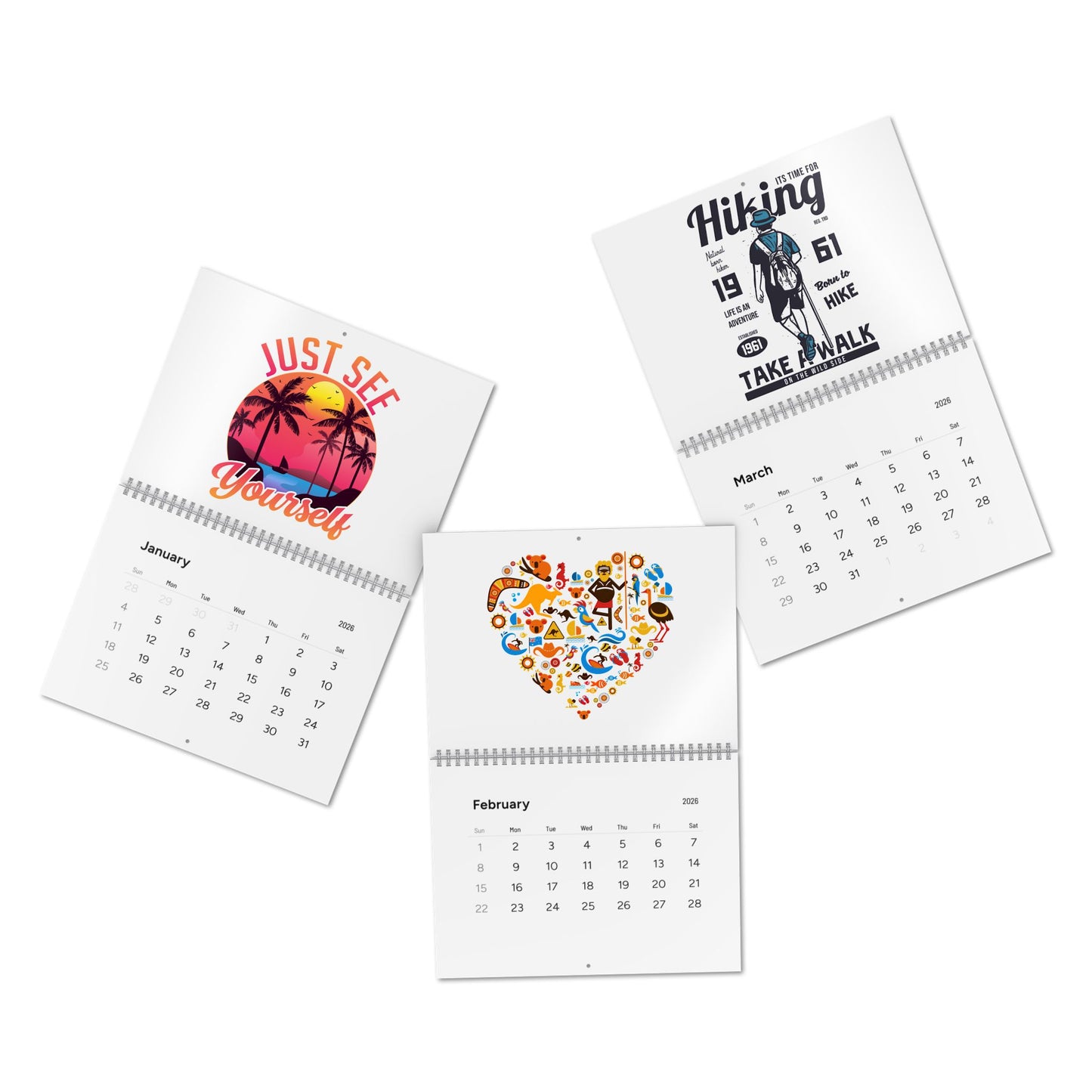 2026 'Just See Yourself' Tropical Sunset Wall Calendar — Inspirational Monthly Calendar