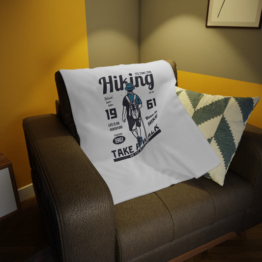 Hiking Adventure Plush Fleece Blanket — "Take a Walk" Outdoor Camper Gift