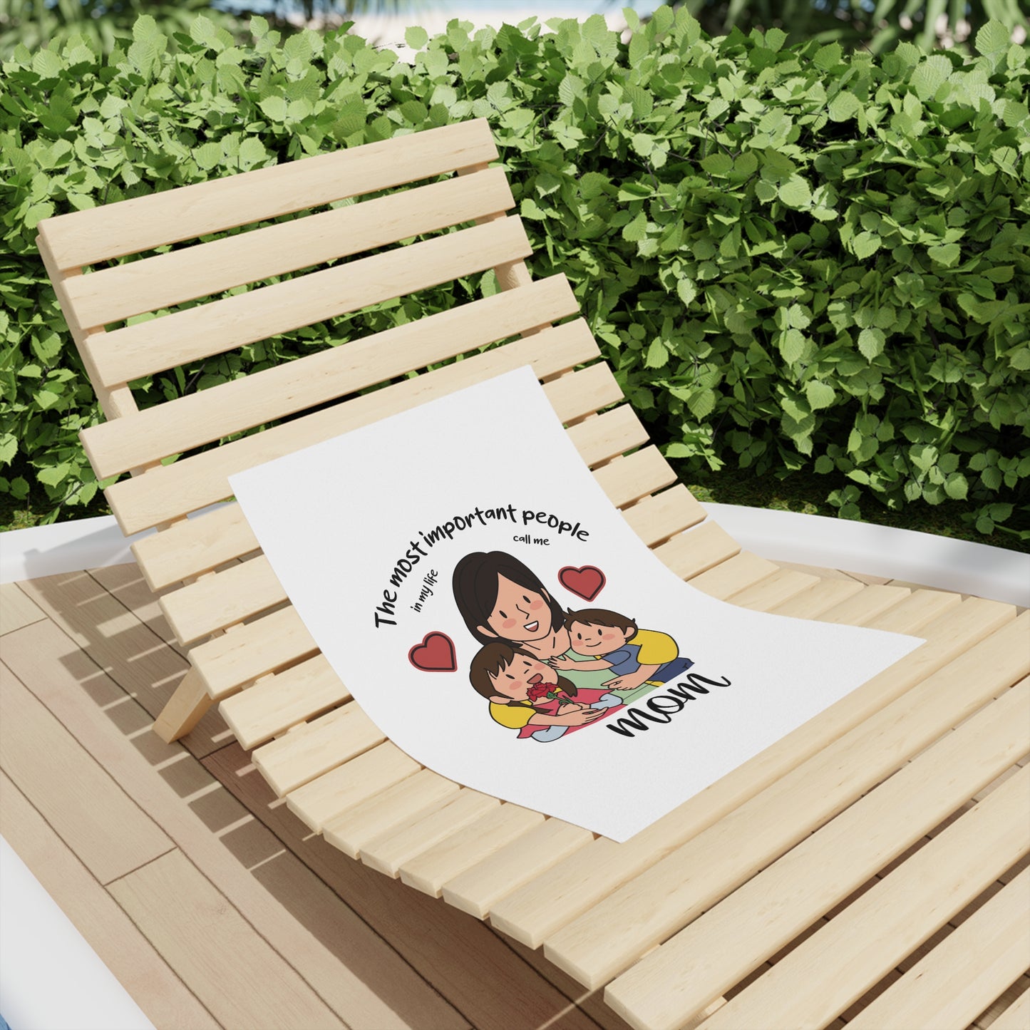Mom & Kids Beach Towel — "The Most Important People" Family Graphic