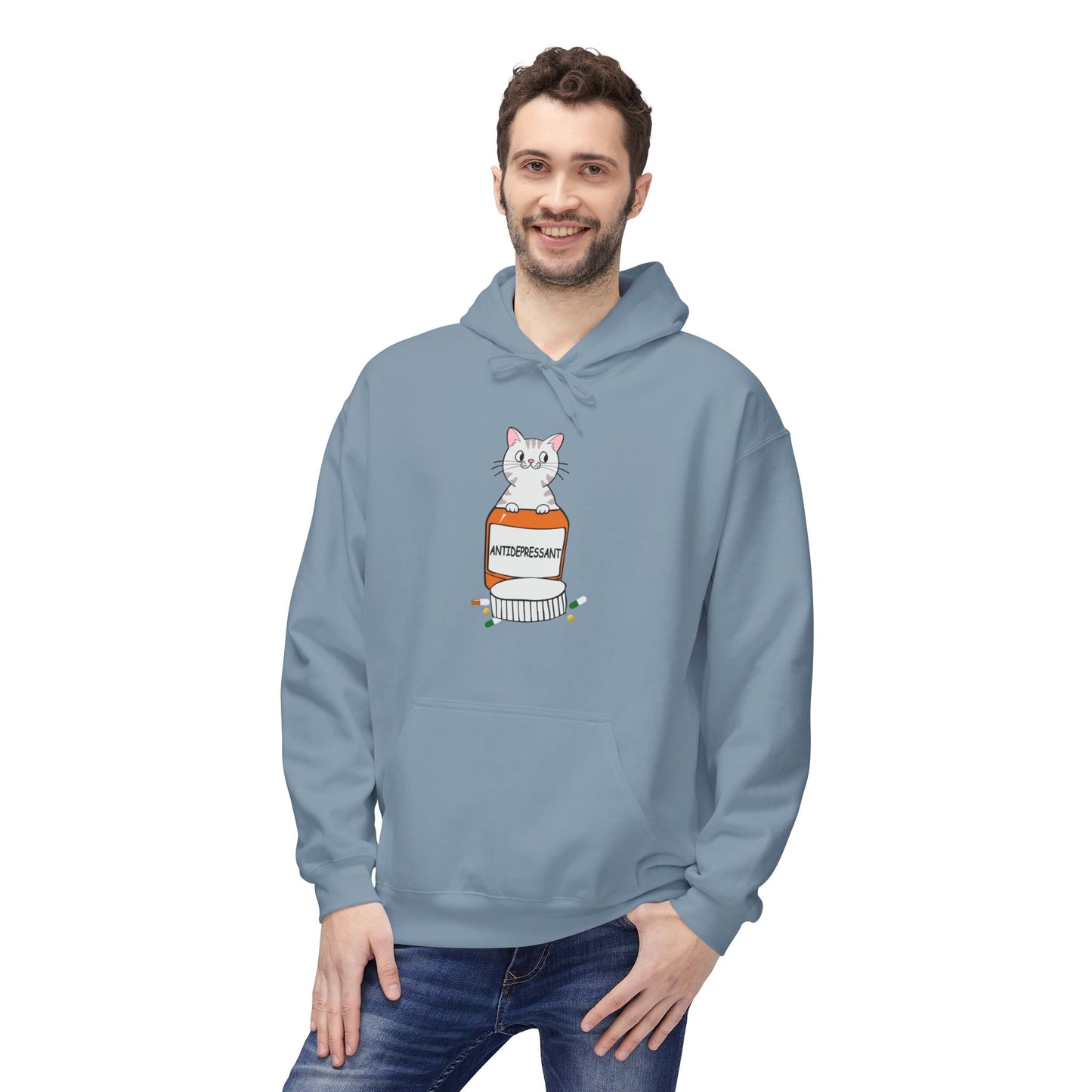 Cute Bunny in Medicine Bottle Hoodie — 'Anti Hiss' Graphic Pullover