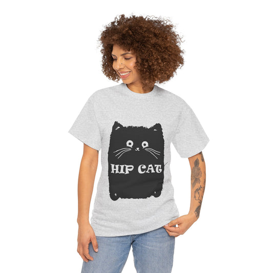 Funny Hip Cat Unisex Heavy Cotton Tee