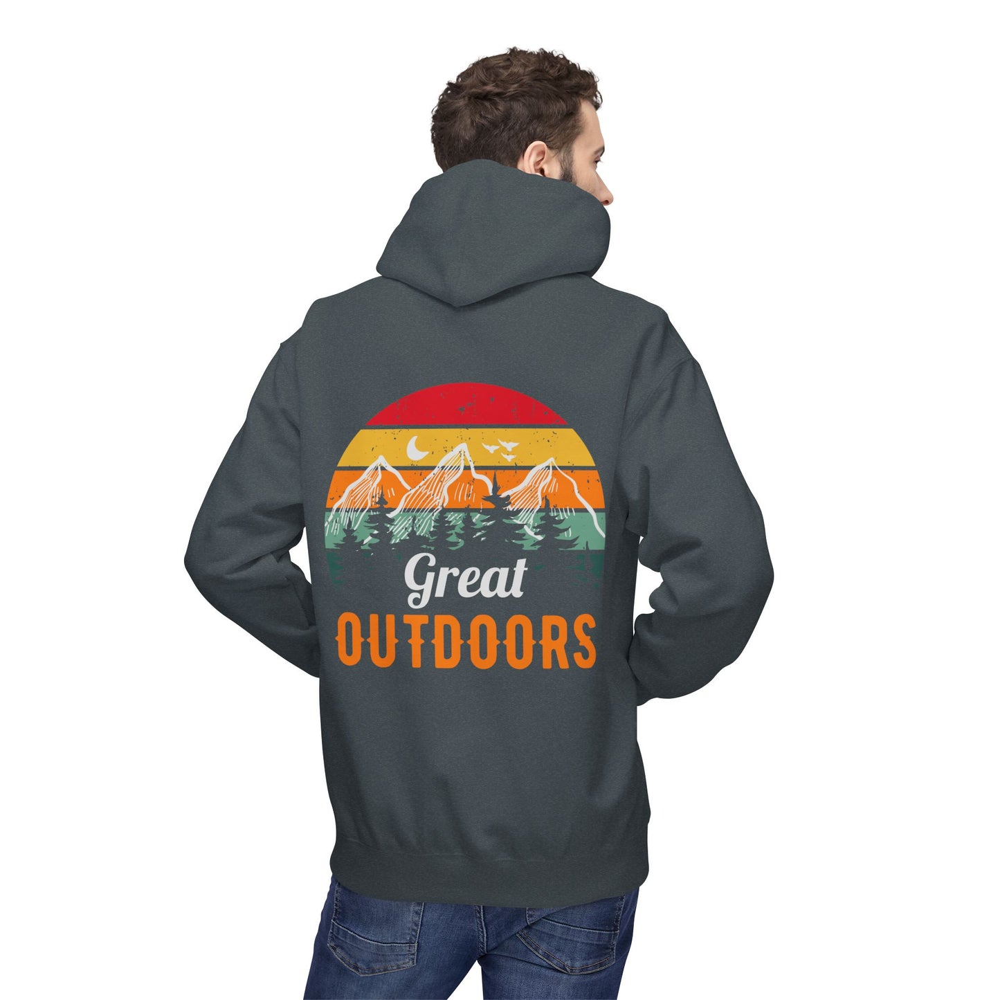Outdoors Hoodie — Great Outdoors Vintage Mountain & Trees Pullover