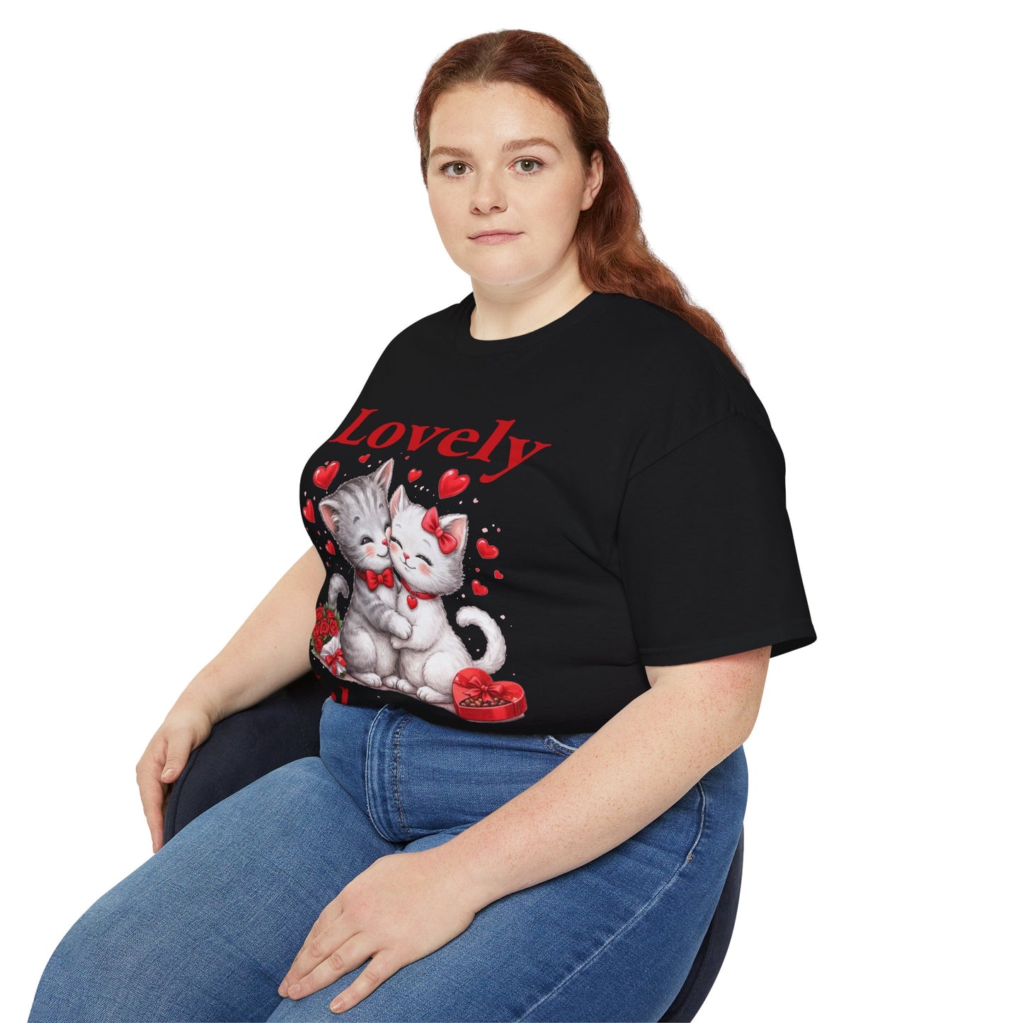Valentine Kitty Tee - "Lovely Valentine" Cute Cat Couple Valentine's Day T-Shirt