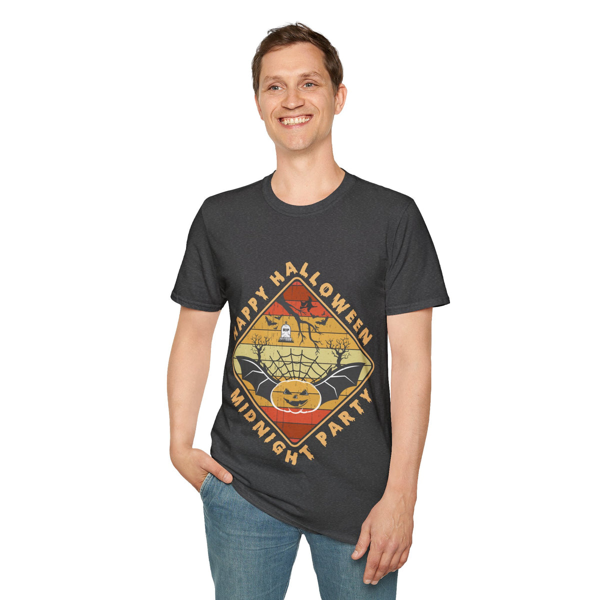 Unisex Halloween Tee - Happy Halloween Midnight Party T-Shirt
