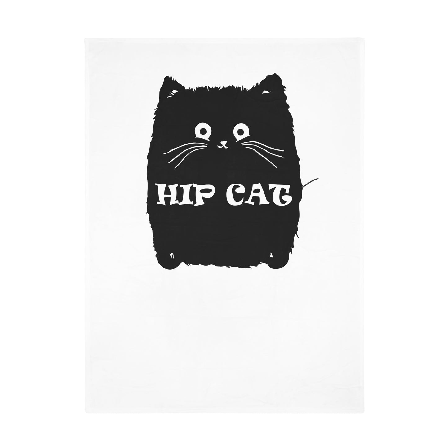 Hip Cat Plush Fleece Blanket – Cute Black Cat Graphic Throw