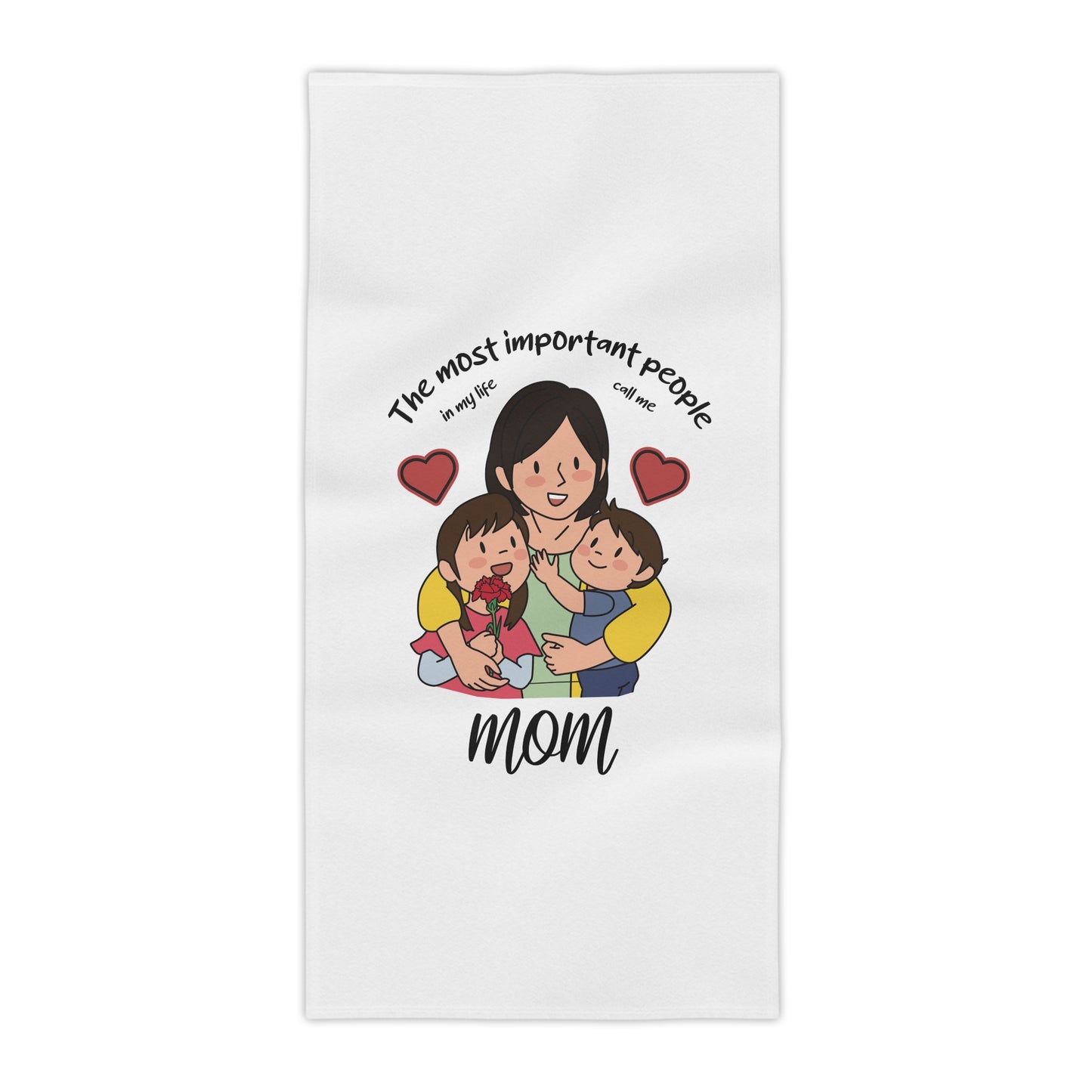 Mom & Kids Beach Towel — "The Most Important People" Family Graphic