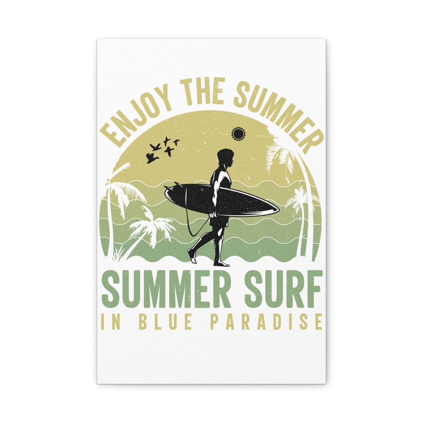 Canvas Art - "Enjoy The Summer: Summer Surf in Blue Paradise" Wall Print