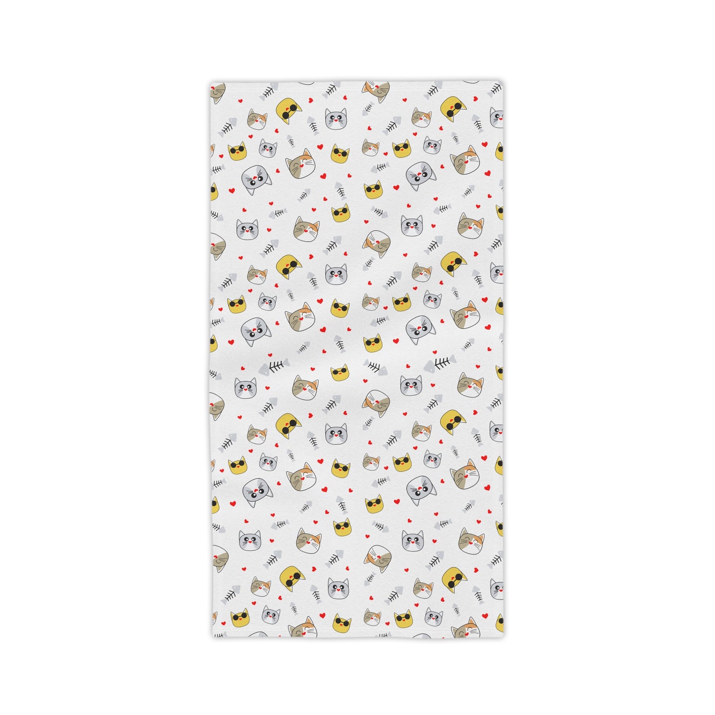 Cute Kawaii Cat Pattern Beach Towel – Playful Emoji Cat Faces, Summer Pool & Beach Towel