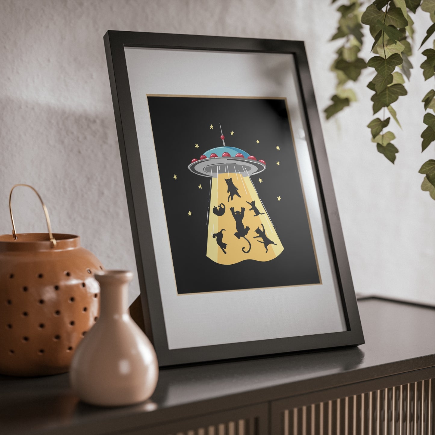 UFO Cat Abduction Framed Poster