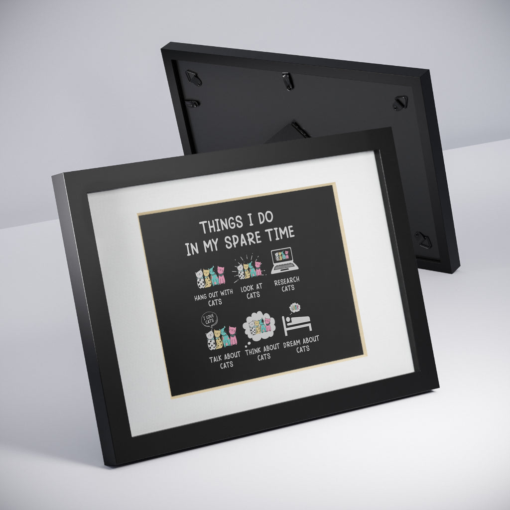 Framed Poster — "Things I Do in My Spare Time" Cute Cat Activity Print