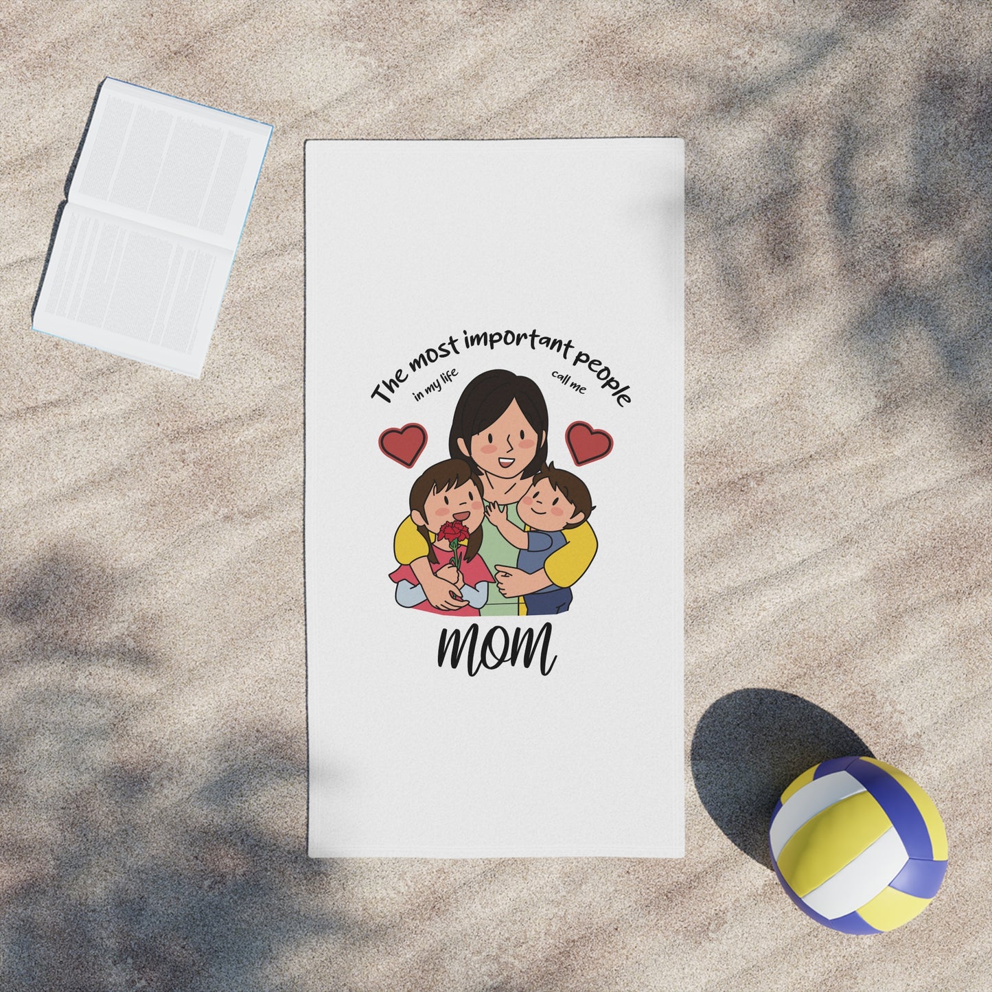 Mom & Kids Beach Towel — "The Most Important People" Family Graphic
