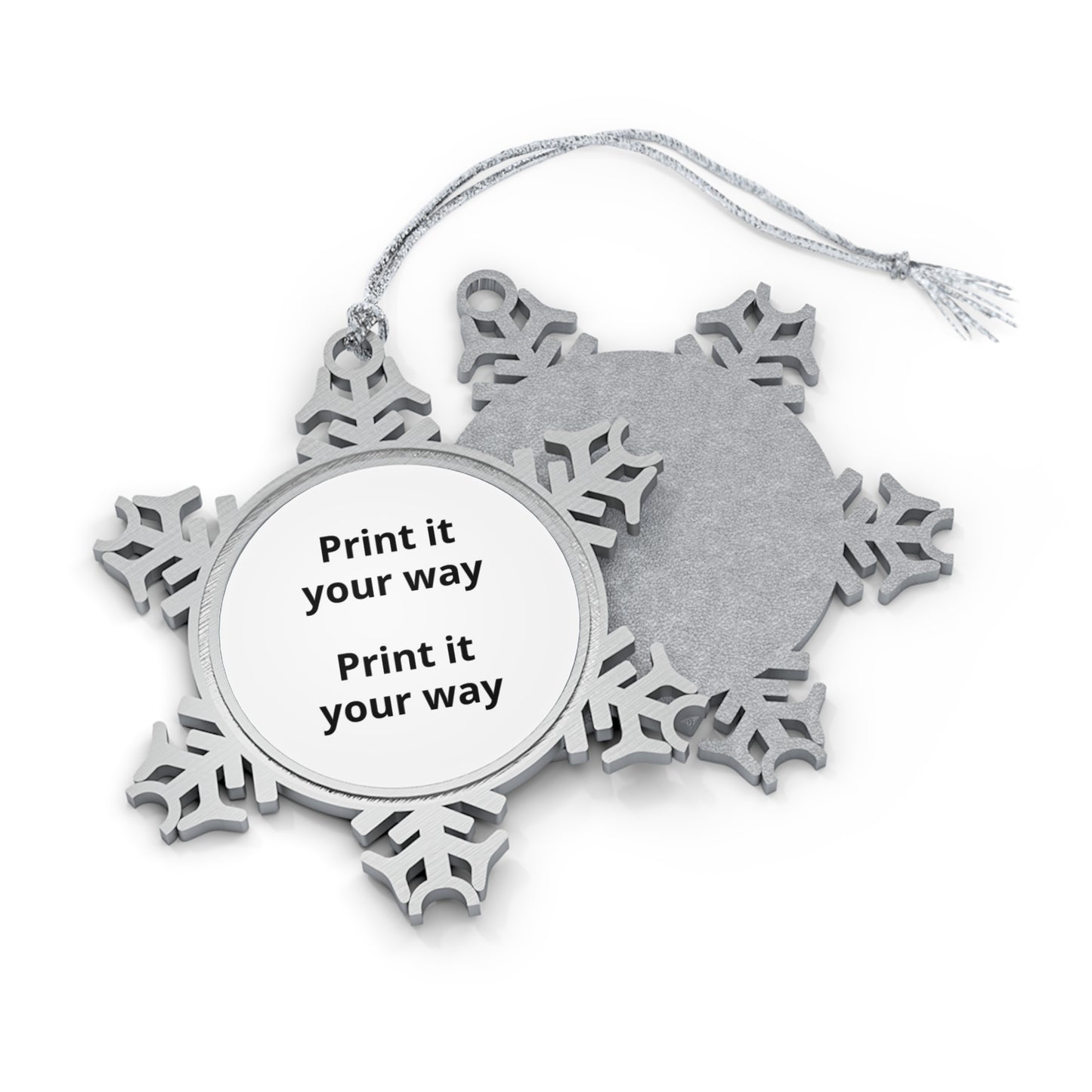 Pewter Snowflake Ornament — Personalized Holiday Tree Decoration