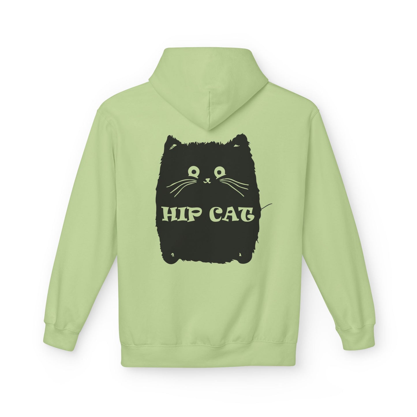 Hip Cat Graphic Hoodie — Cute Retro Cat Illustration "Hip Cat" Back Print