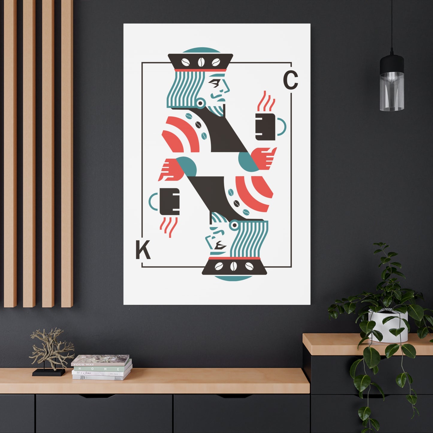 Coffee King Canvas Art — Modern Playing Card Wall Print