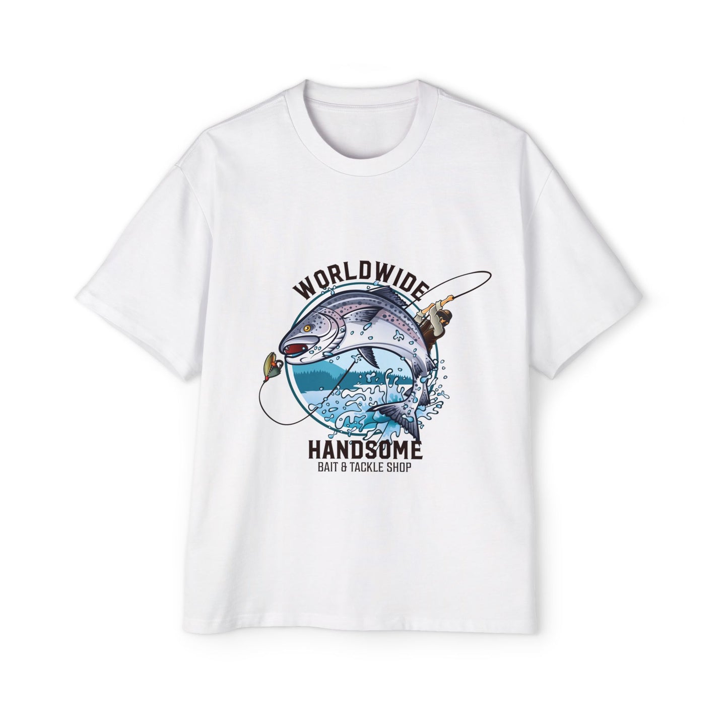 Fishing Tee — "Worldwide Handsome" Bass & Tackle Shop Graphic Shirt
