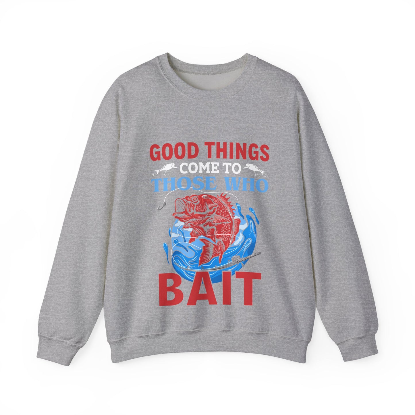 Fishing Enthusiast Crewneck Sweatshirt - Good Things for Bait Lovers
